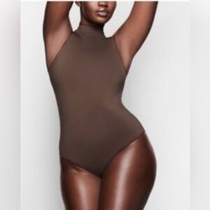 SKIMS Brown Sleeveless Mock Neck Bodysuit